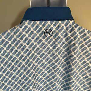 Puma Golf Men's white and blue Pineapples all over Performance polo shirt XL EUC